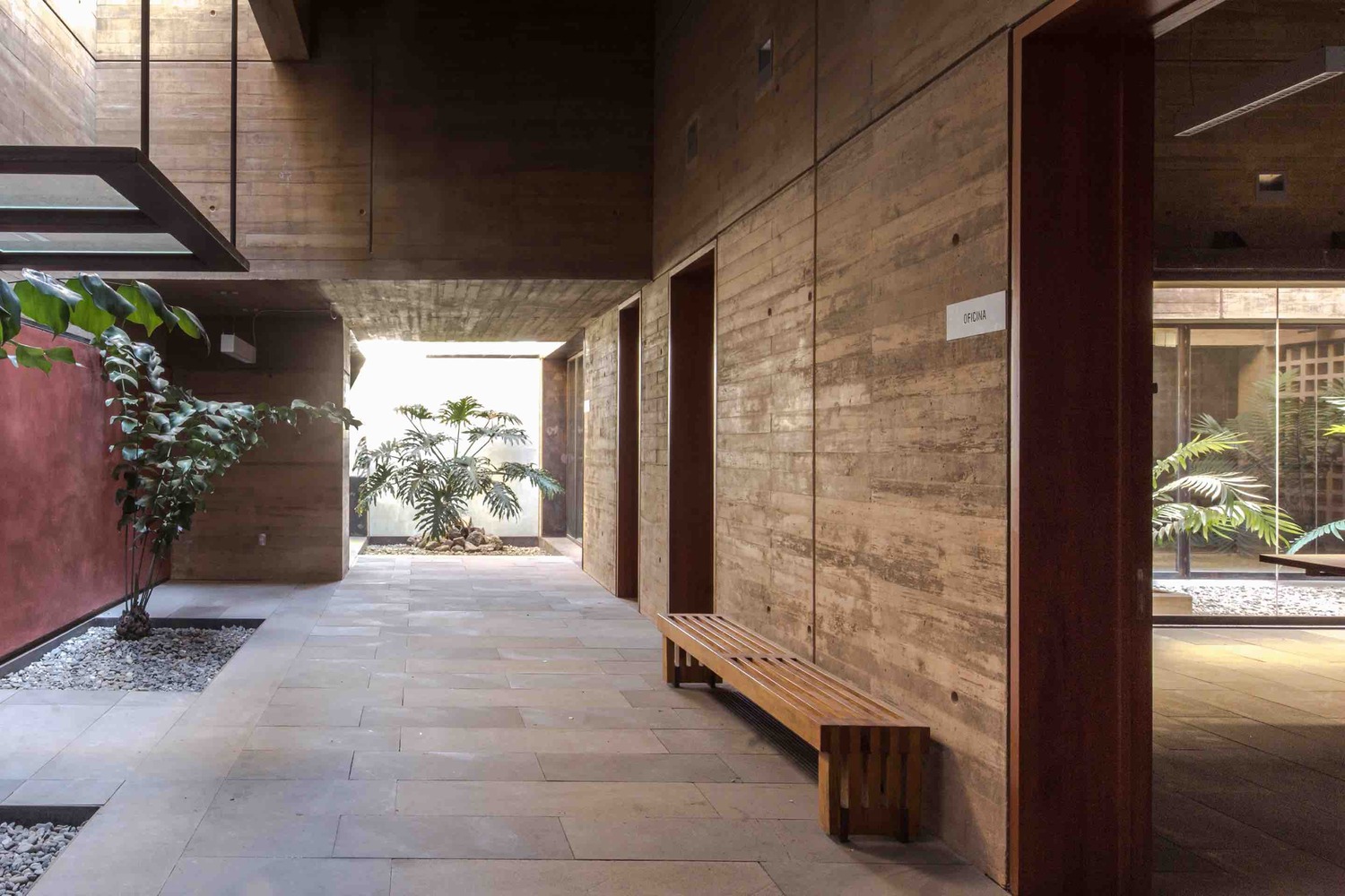 architectural colored concrete surface with integrated lighting